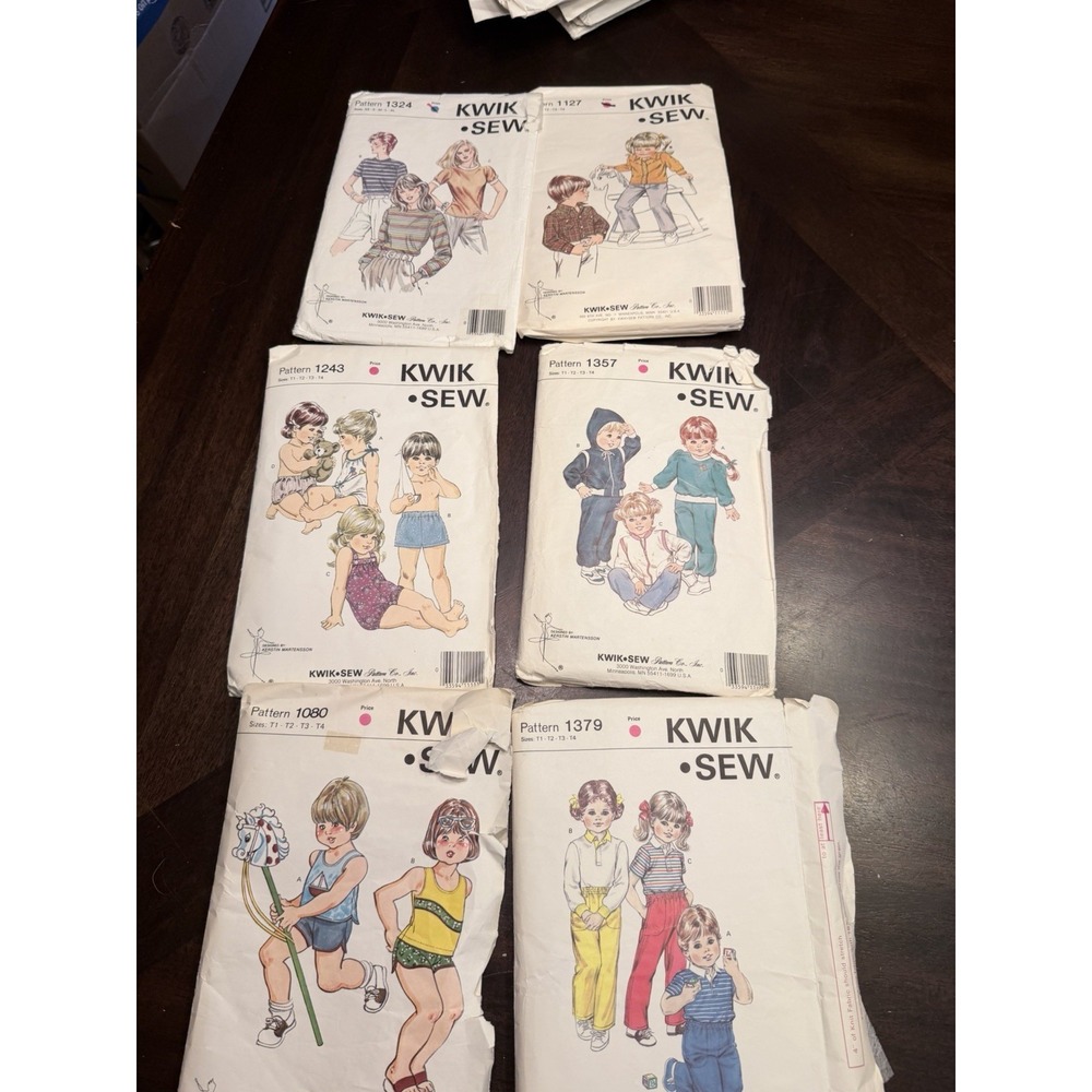 Lot of 6 Vintage Kwik Sew Patterns children's womens
